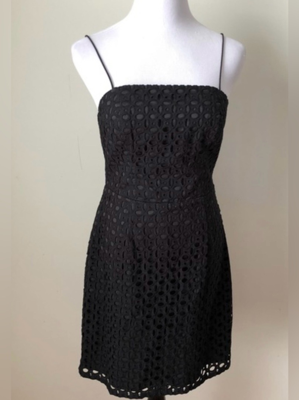 NWT- Banana Republic Black Eyelet Midi Dress, size 12